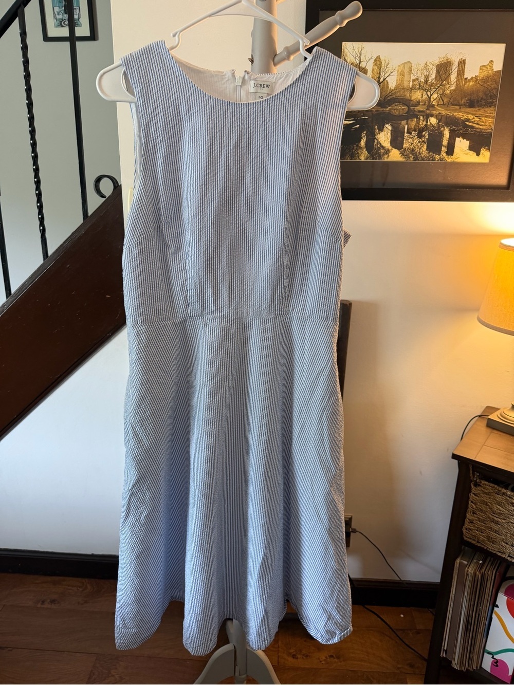 J. Crew Light Blue Sleeveless Fit-and-Flare Midi Dress - Picture 2 of 5